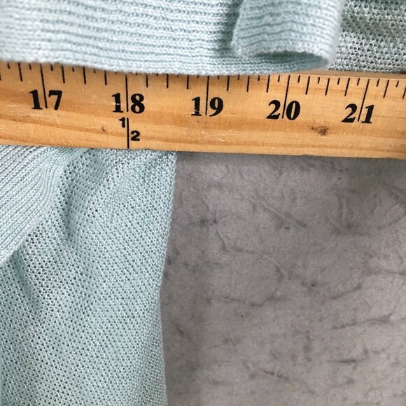 Theory Sweater Womens Large Blue Cardigan Open Front Waterfall Linen Lagenlook - Picture 4 of 15